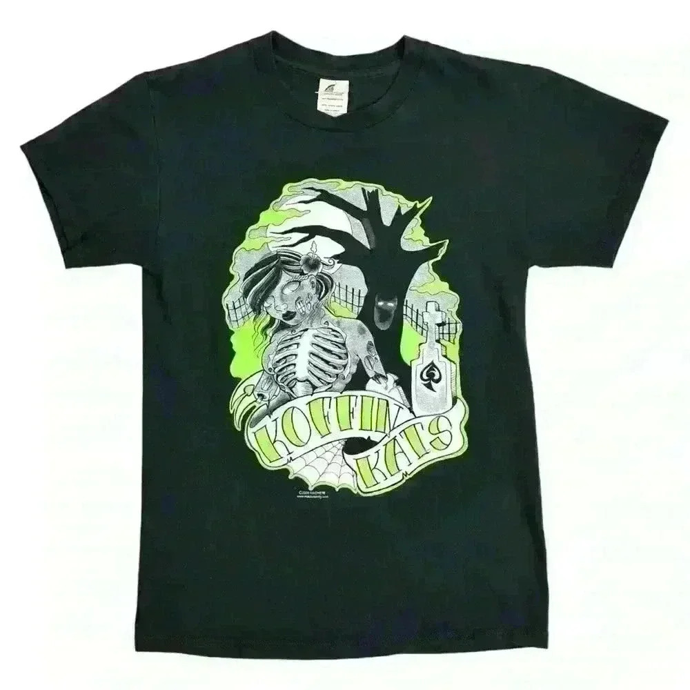 Vintage Koffin Kats Graphic Tee Black Delta Pro Weight  2009 Size S Halloween - Picture 2 of 16
